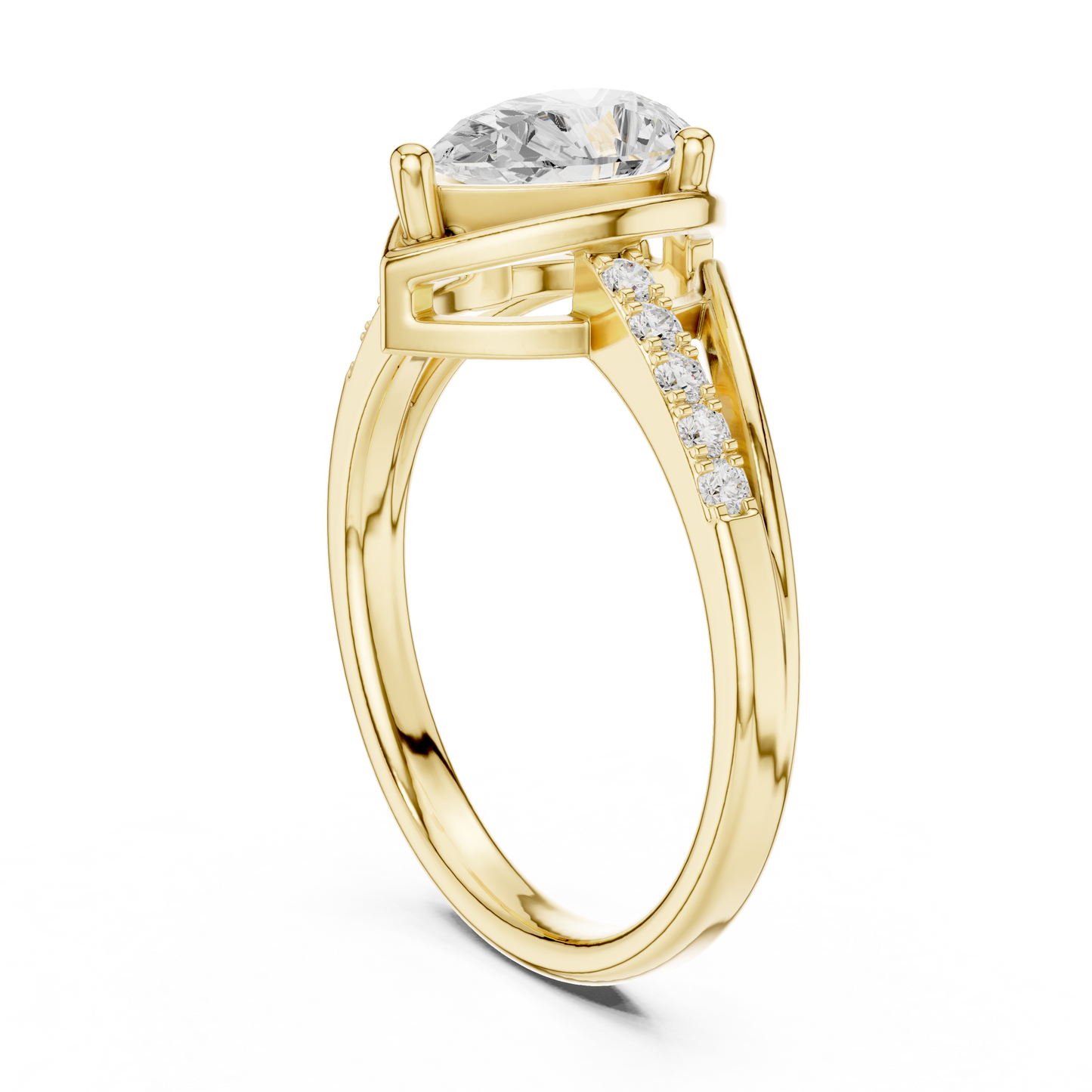 Round Side Stone Lab Grown Diamond Ring