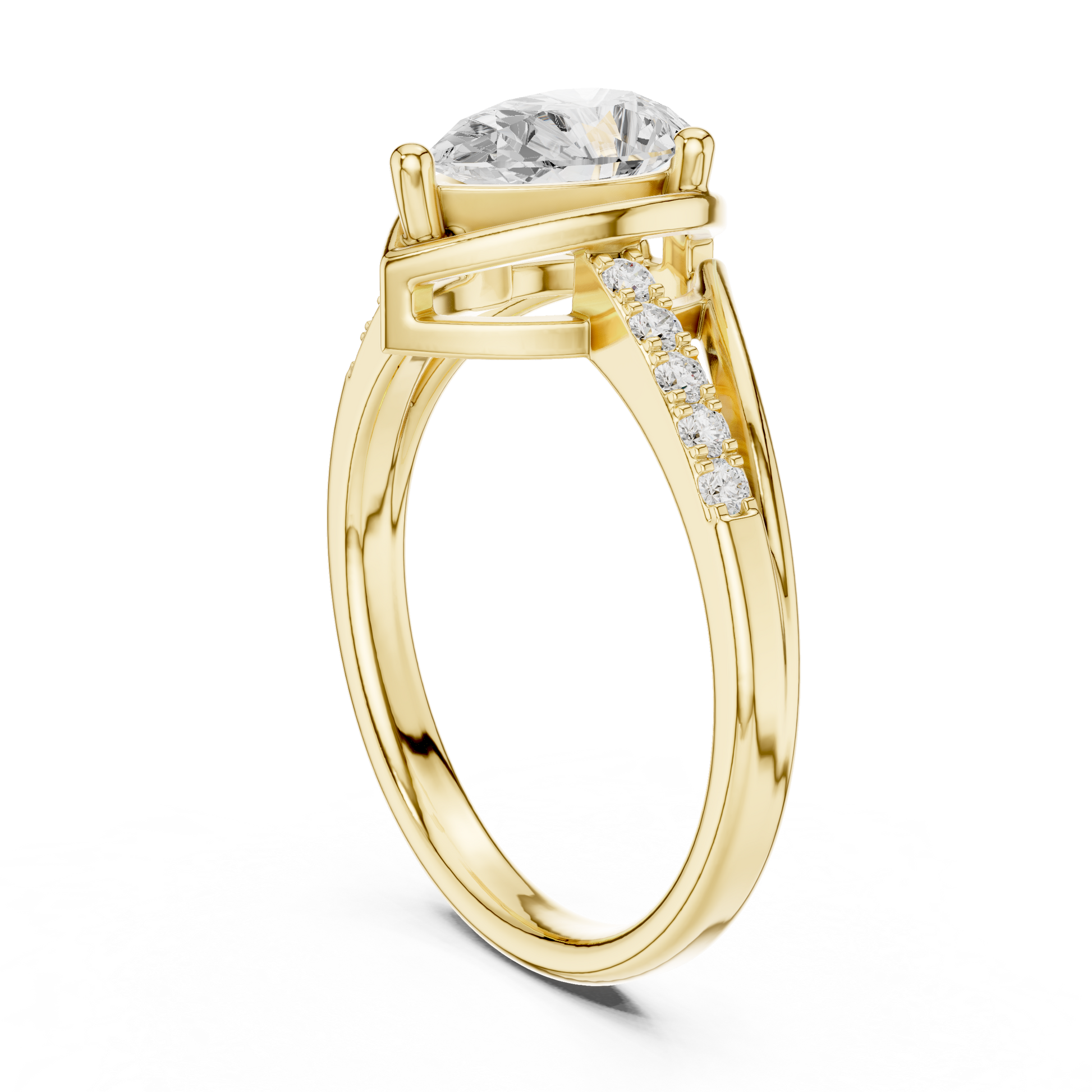 Round Side Stone Lab Grown Diamond Ring