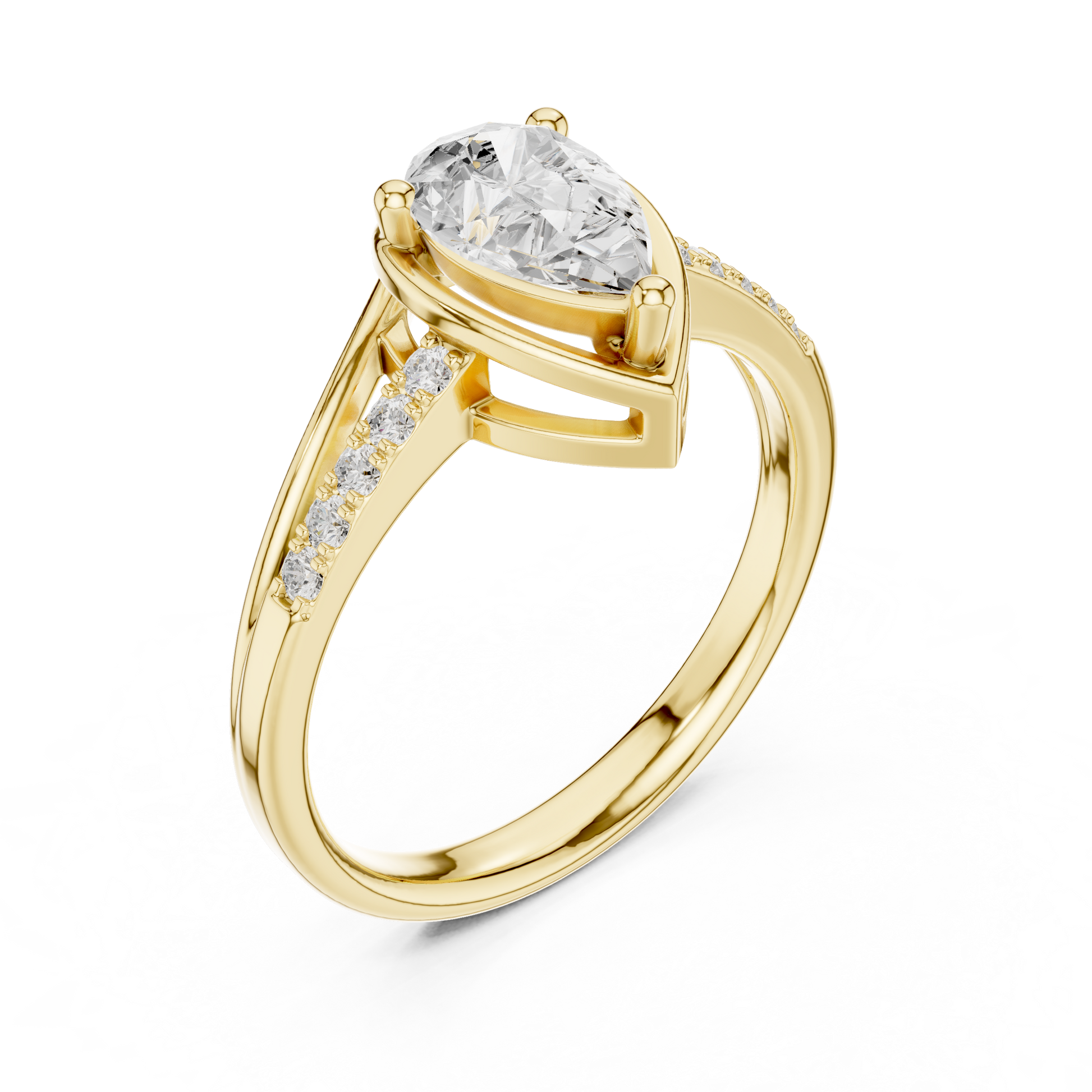 Round Side Stone Lab Grown Diamond Ring