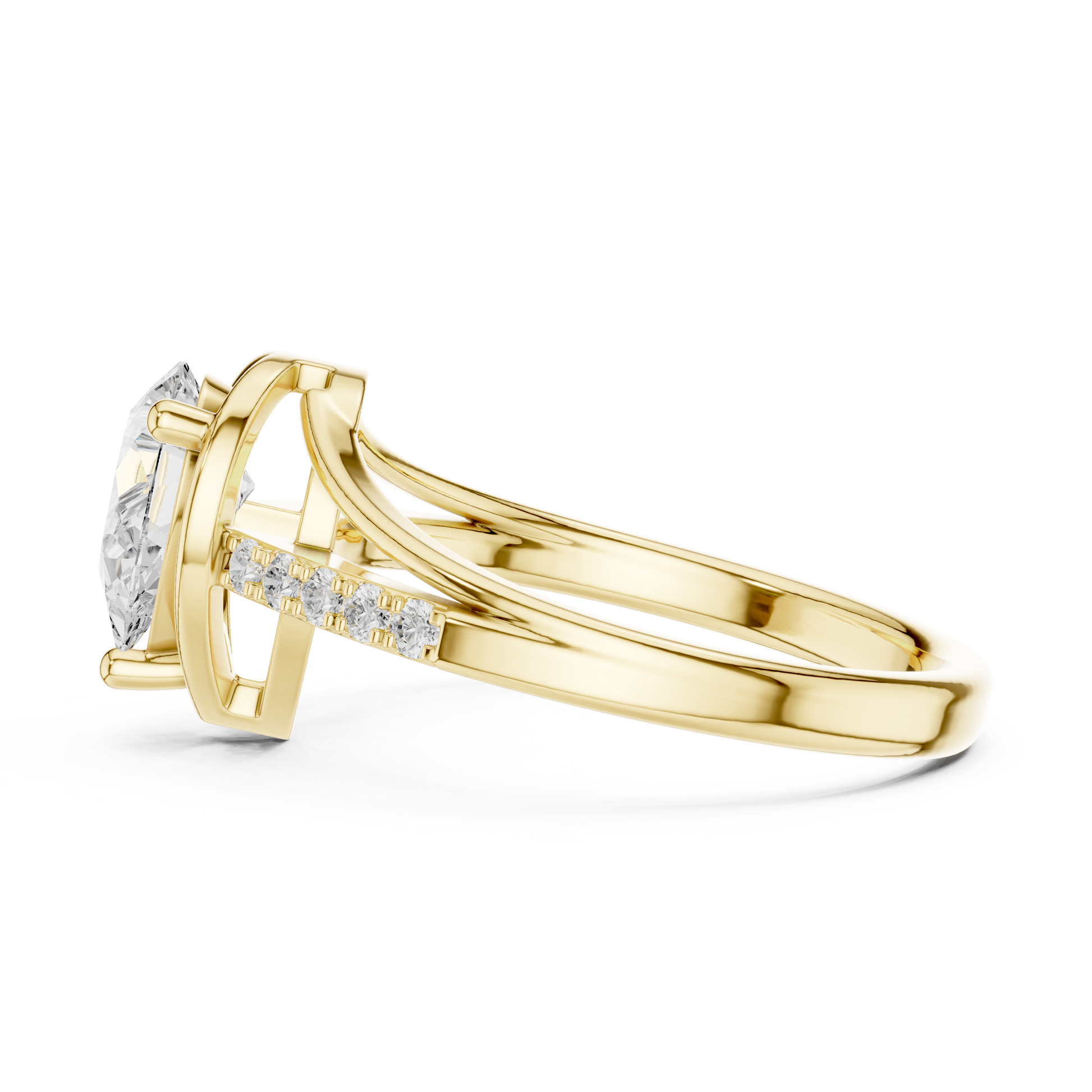 Round Side Stone Lab Grown Diamond Ring