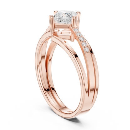Round Side Stone Lab Grown Diamond Ring
