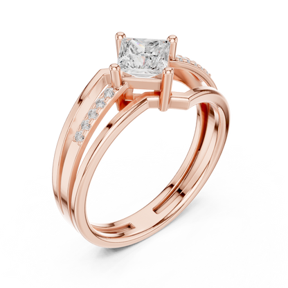 Round Side Stone Lab Grown Diamond Ring
