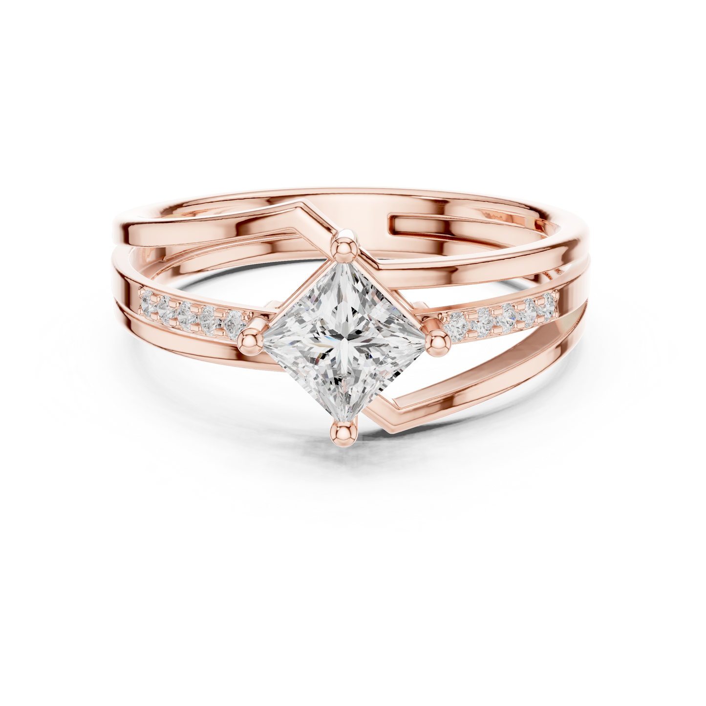 Round Side Stone Lab Grown Diamond Ring