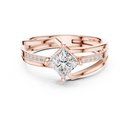 Round Side Stone Lab Grown Diamond Ring