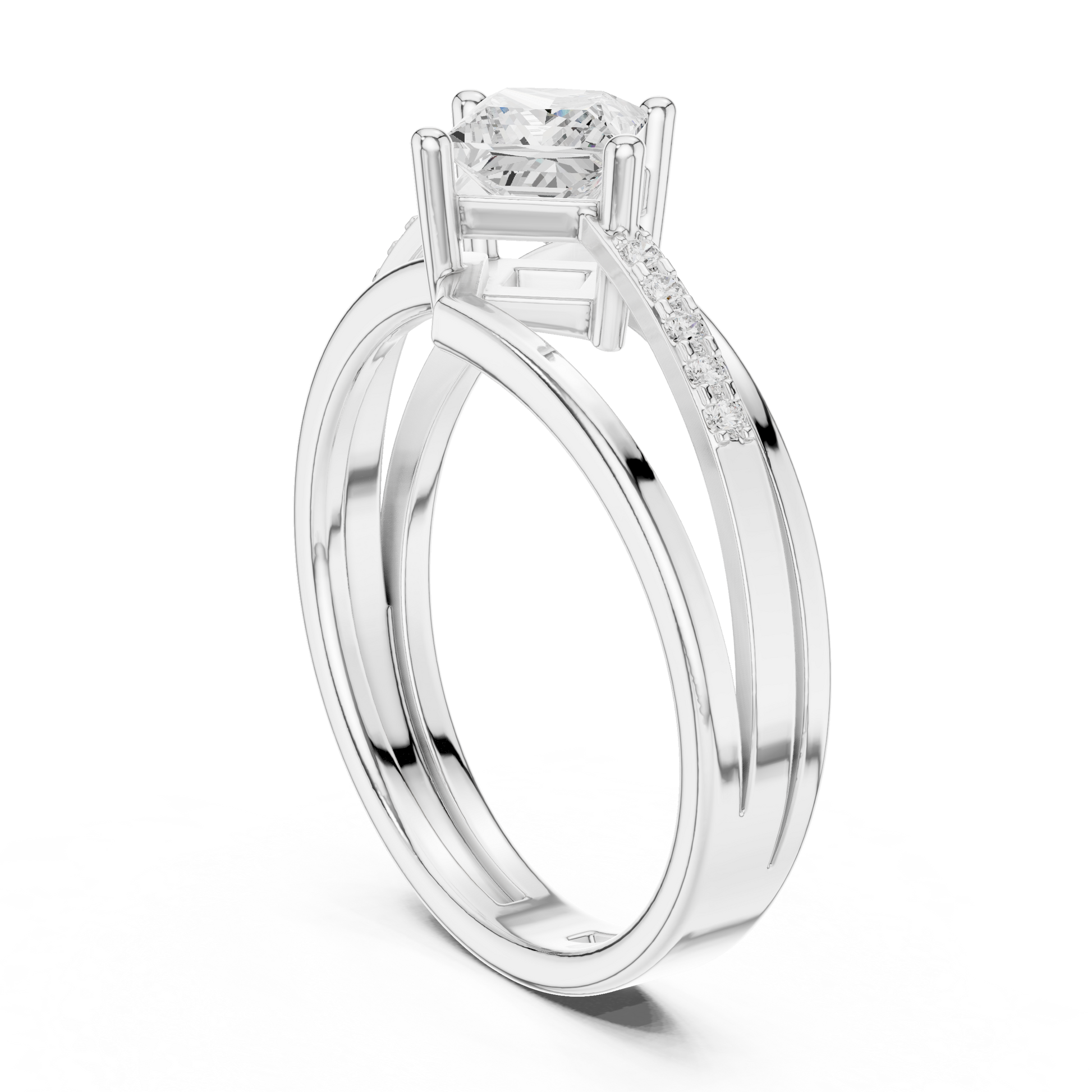 Round Side Stone Lab Grown Diamond Ring
