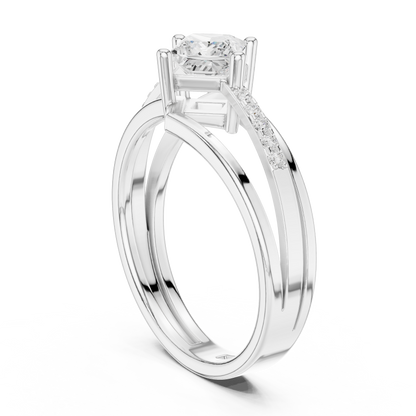 Round Side Stone Lab Grown Diamond Ring