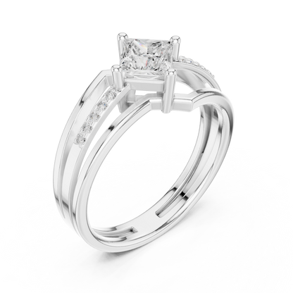 Round Side Stone Lab Grown Diamond Ring