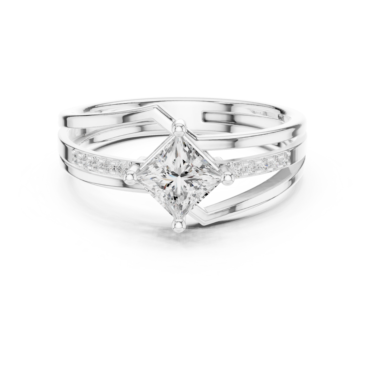 Round Side Stone Lab Grown Diamond Ring