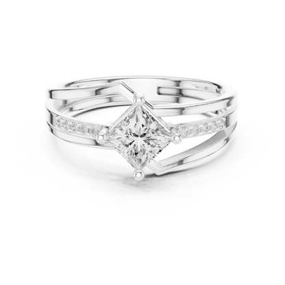 Round Side Stone Lab Grown Diamond Ring