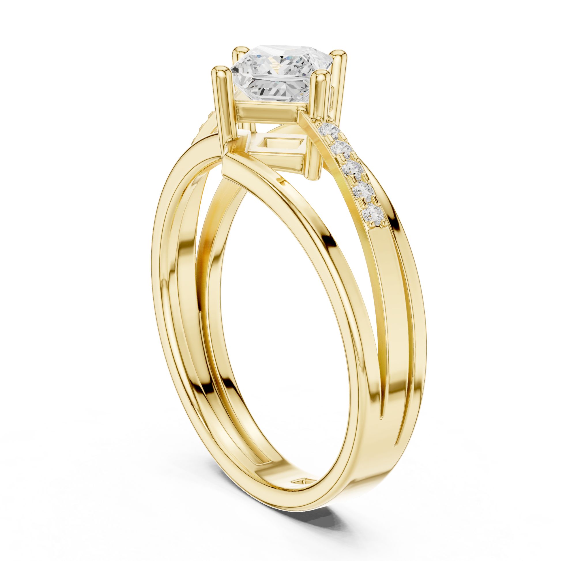 Round Side Stone Lab Grown Diamond Ring