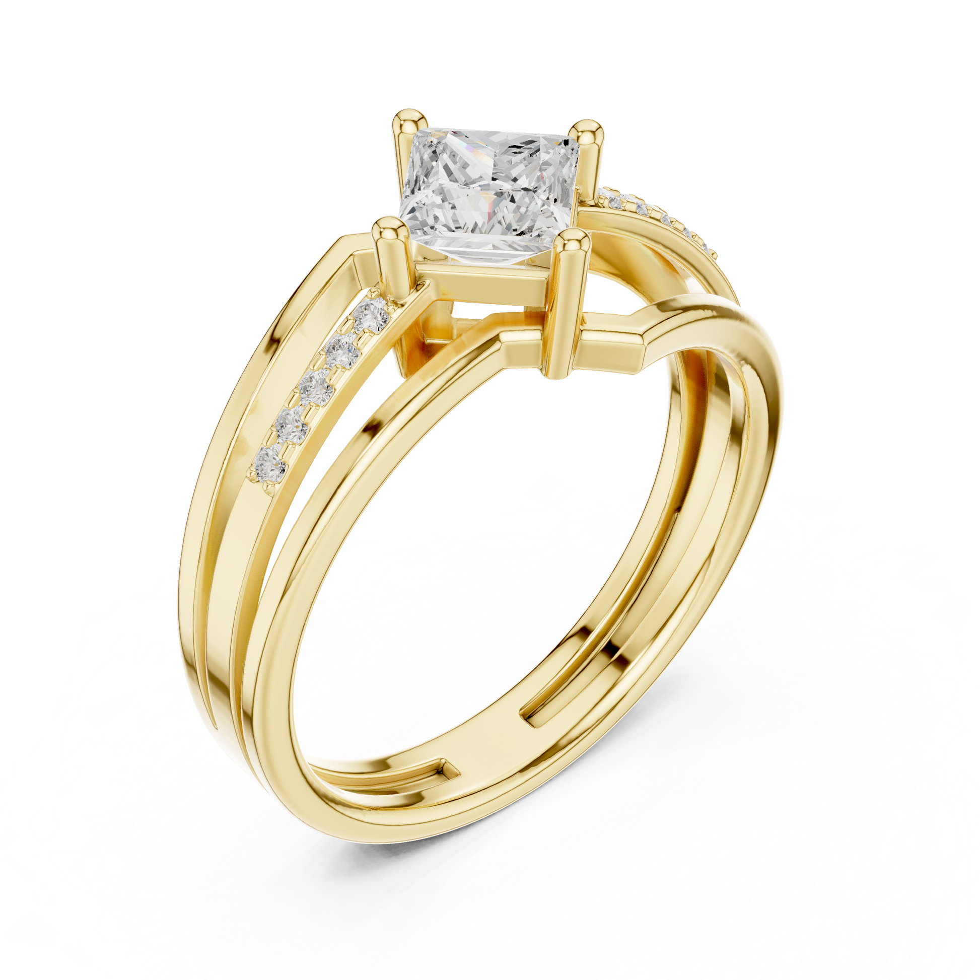Round Side Stone Lab Grown Diamond Ring