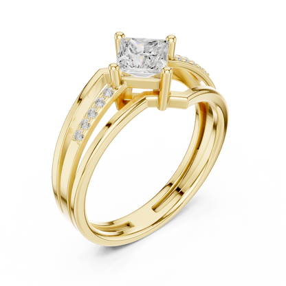 Round Side Stone Lab Grown Diamond Ring
