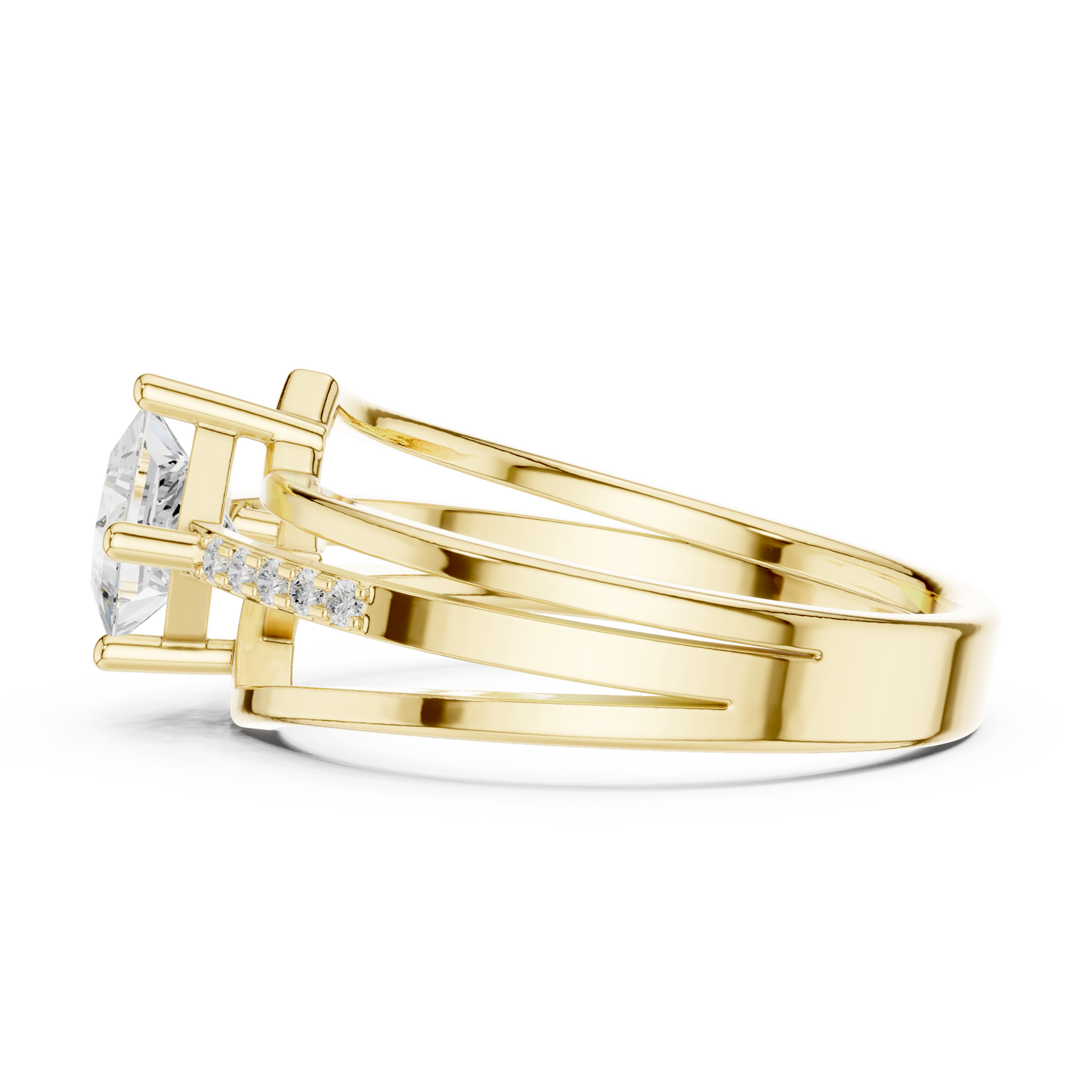 Round Side Stone Lab Grown Diamond Ring