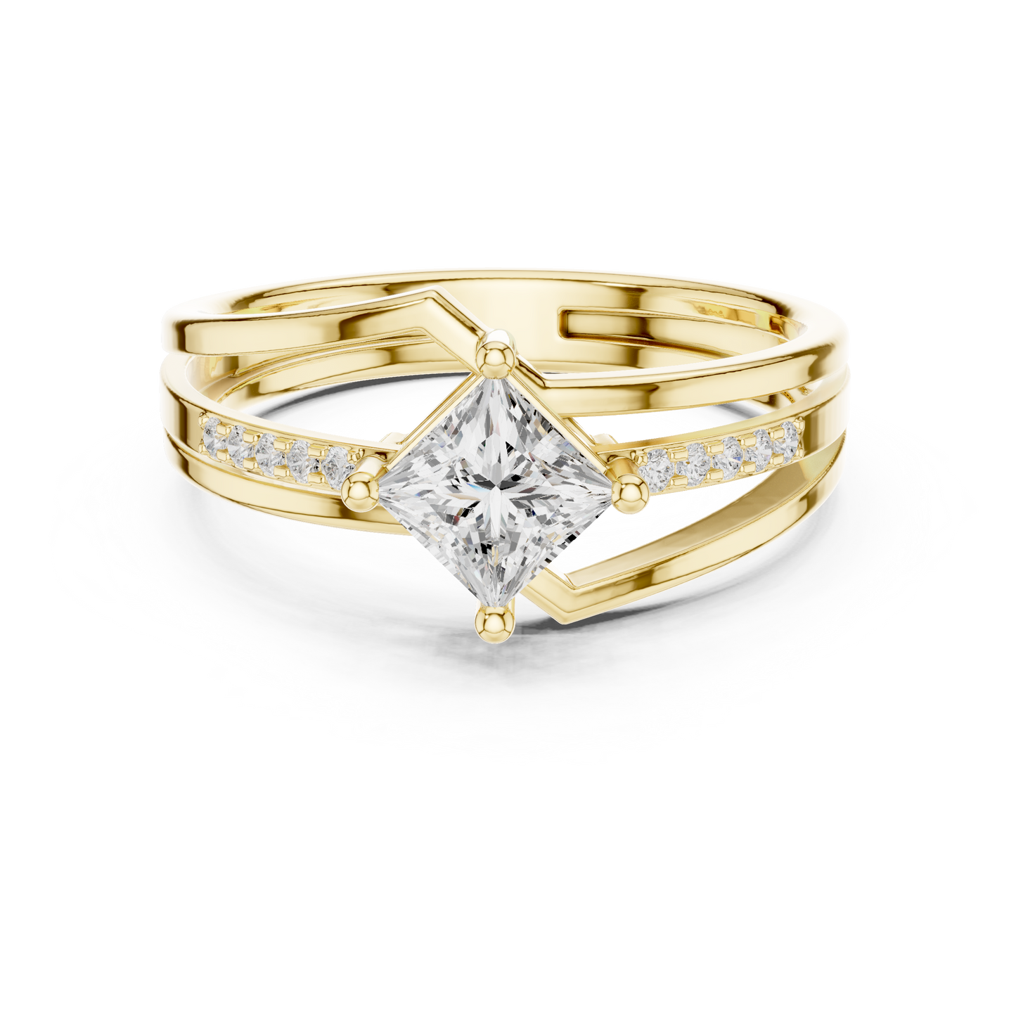 Round Side Stone Lab Grown Diamond Ring