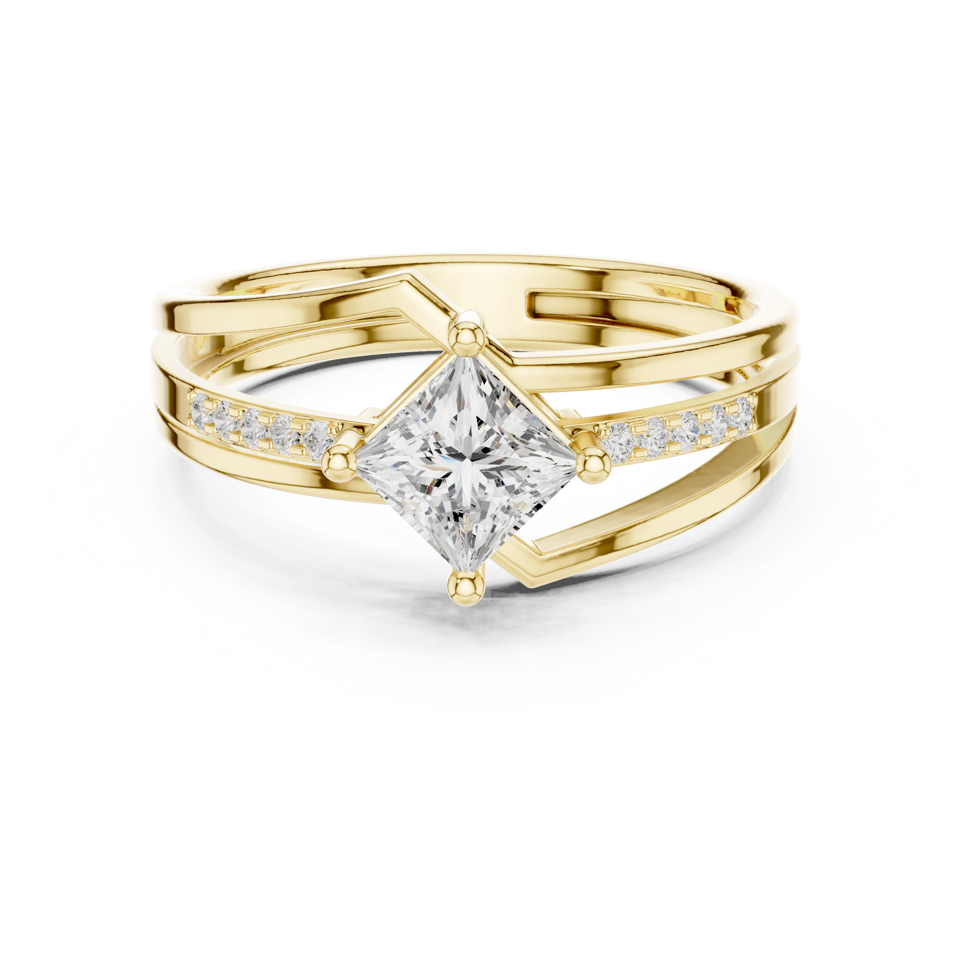 Round Side Stone Lab Grown Diamond Ring