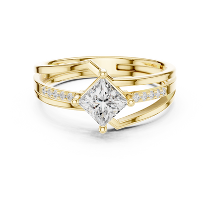 Round Side Stone Lab Grown Diamond Ring