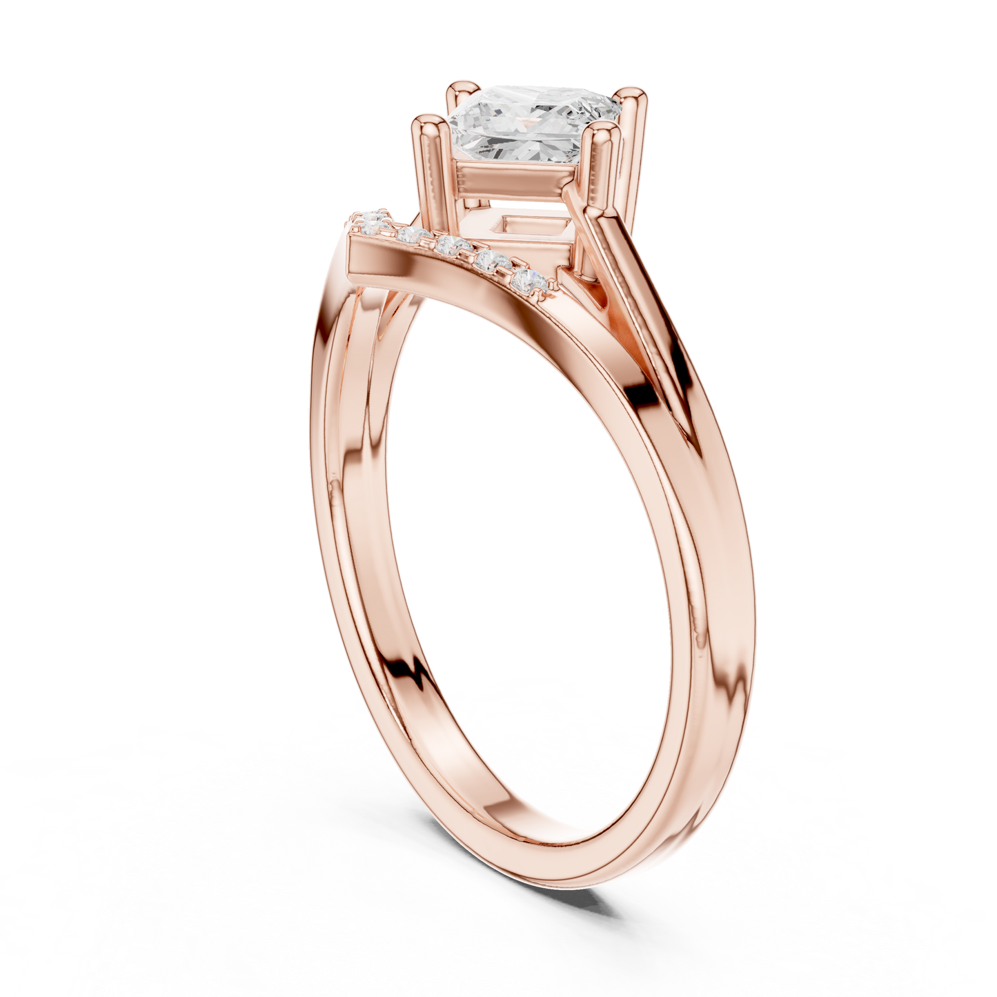 Round Side Stone Lab Grown Diamond Ring