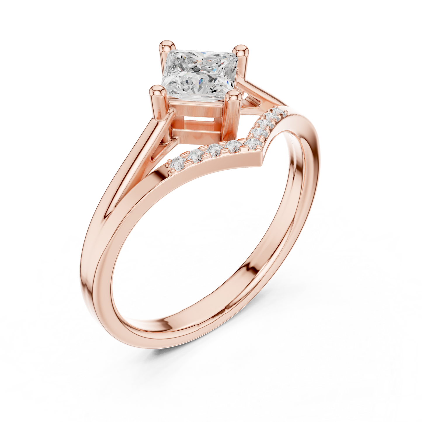 Round Side Stone Lab Grown Diamond Ring