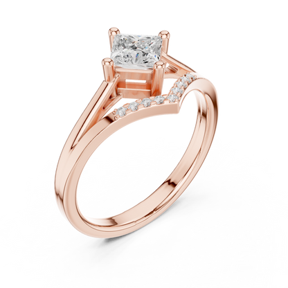 Round Side Stone Lab Grown Diamond Ring