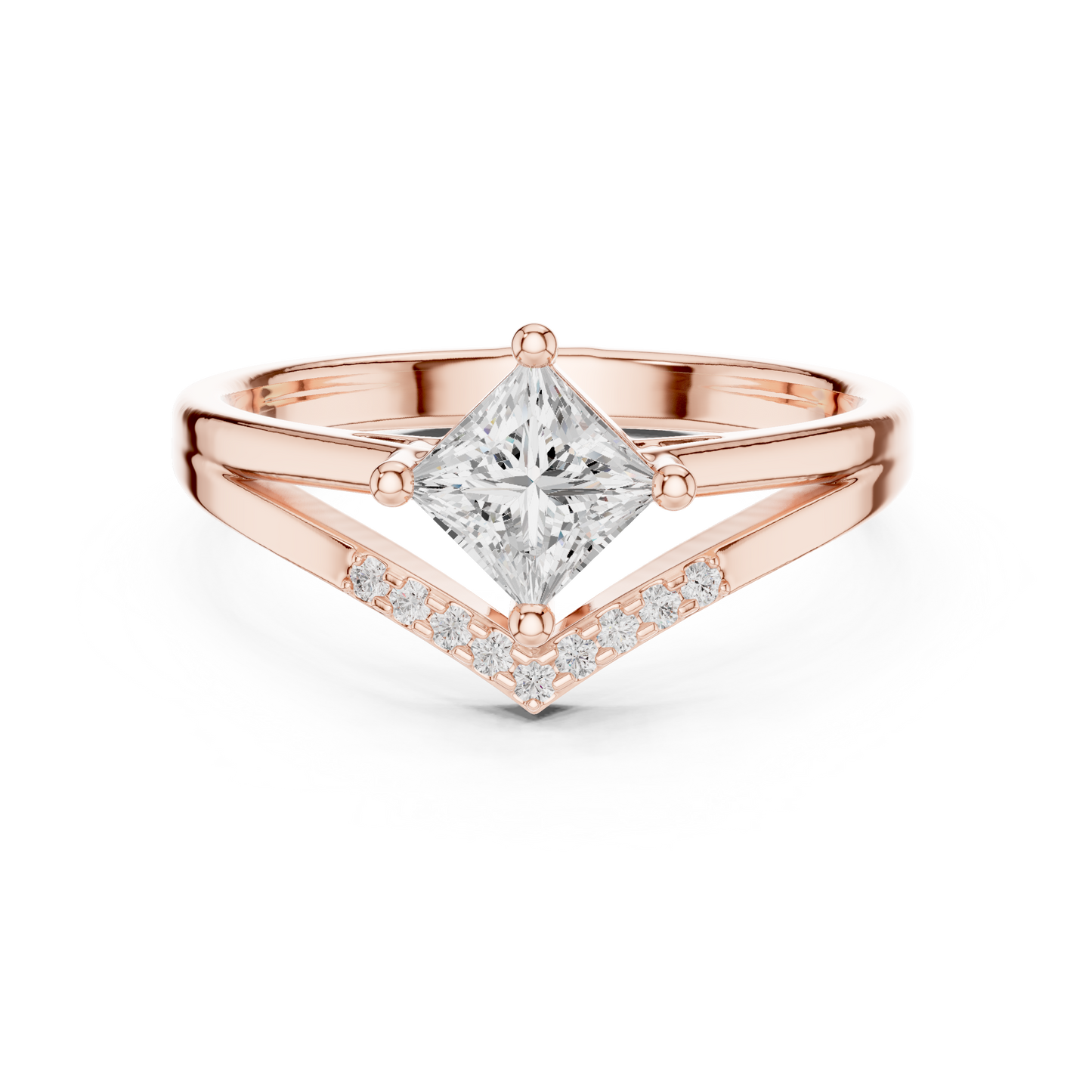 Round Side Stone Lab Grown Diamond Ring