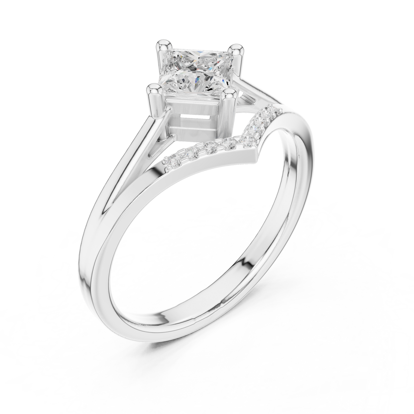 Round Side Stone Lab Grown Diamond Ring