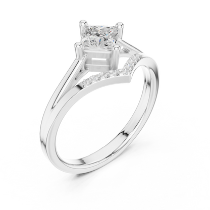 Round Side Stone Lab Grown Diamond Ring