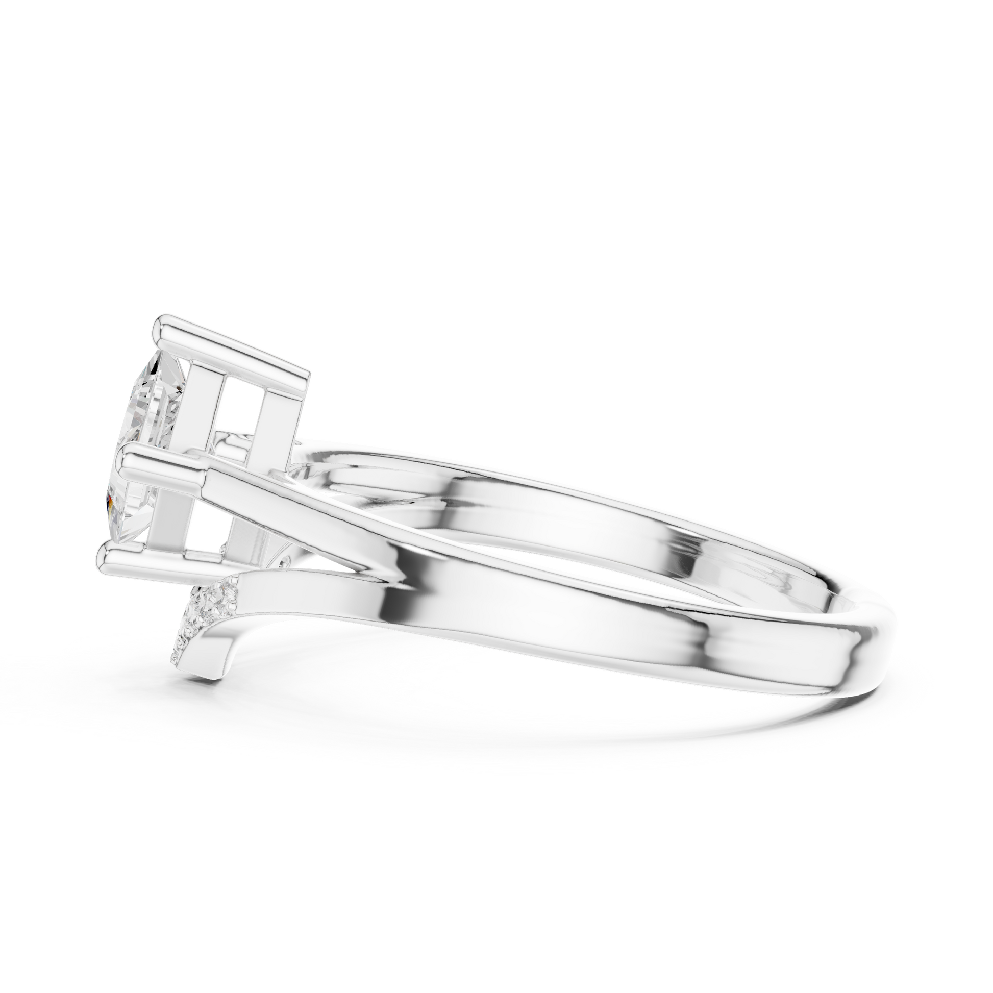 Round Side Stone Lab Grown Diamond Ring