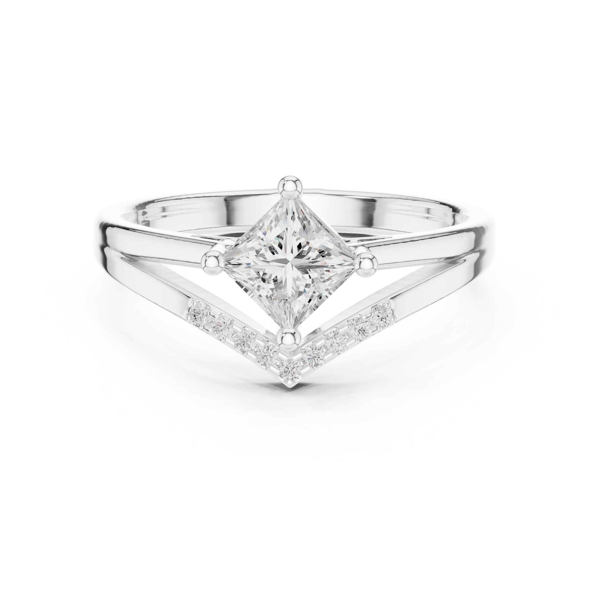 Round Side Stone Lab Grown Diamond Ring