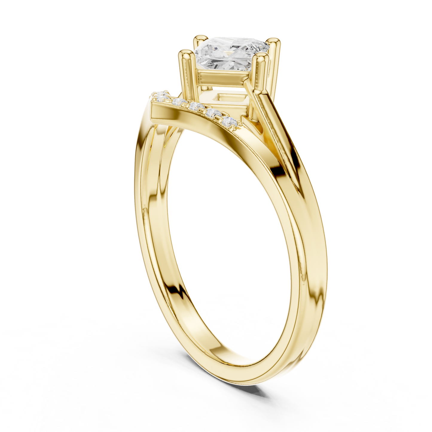 Round Side Stone Lab Grown Diamond Ring