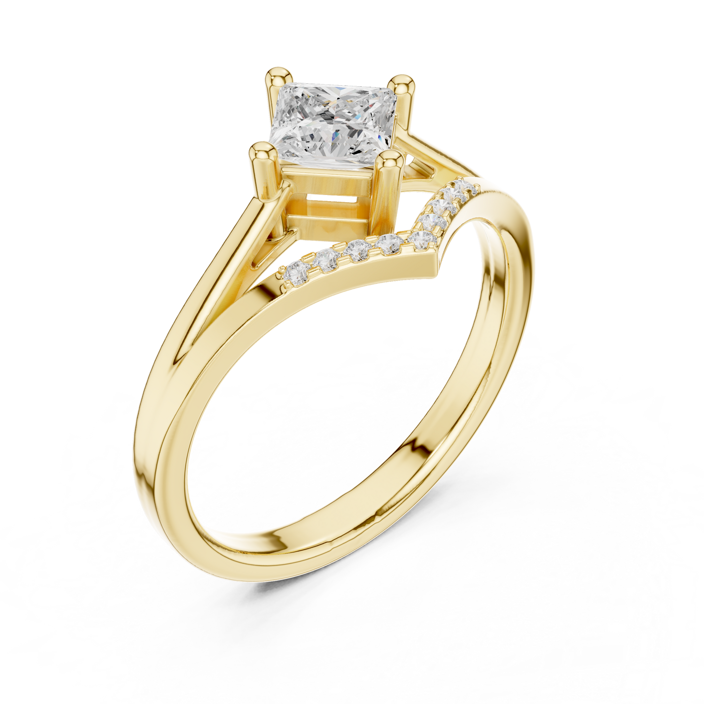 Round Side Stone Lab Grown Diamond Ring