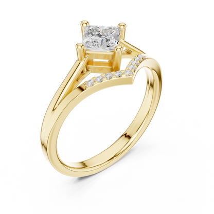 Round Side Stone Lab Grown Diamond Ring