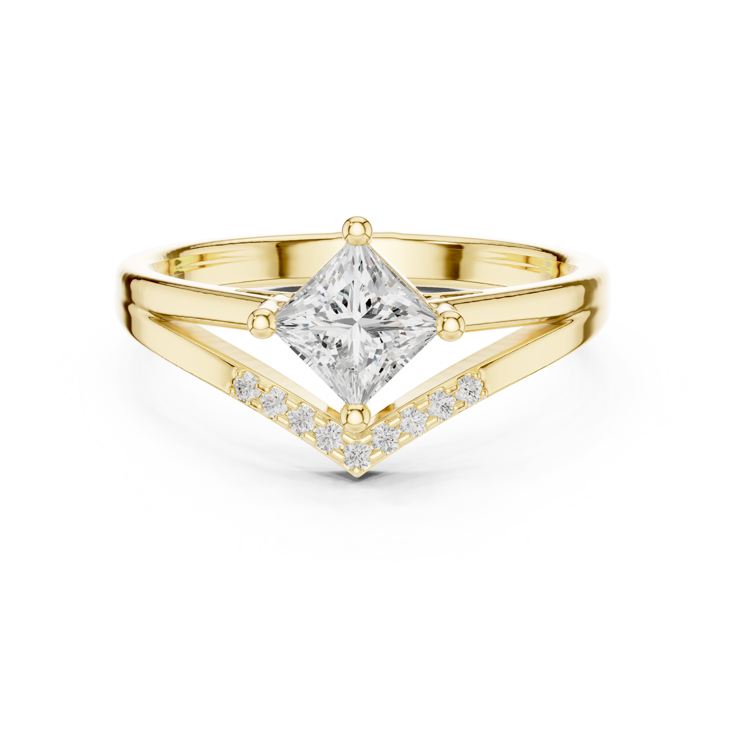 Round Side Stone Lab Grown Diamond Ring