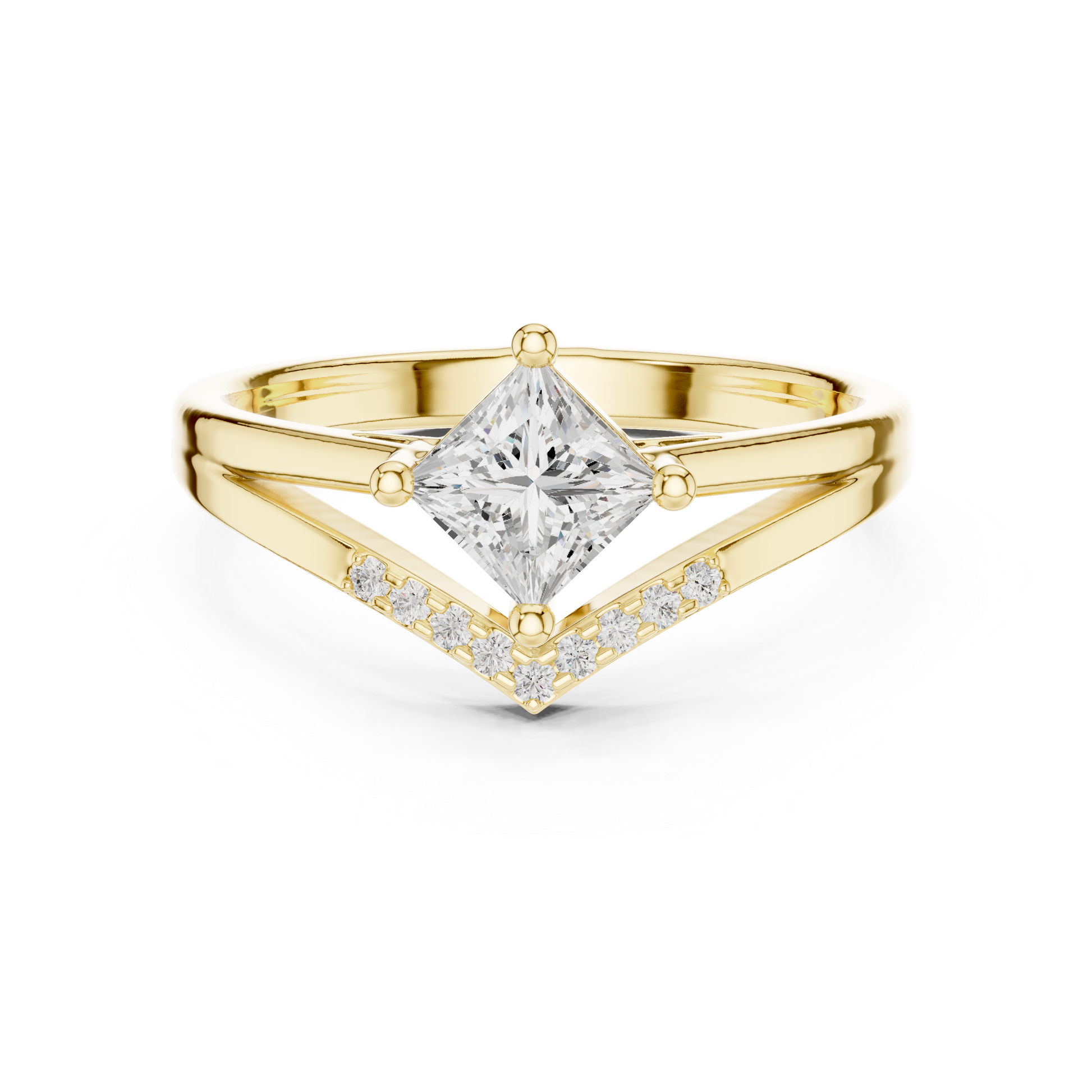 Round Side Stone Lab Grown Diamond Ring