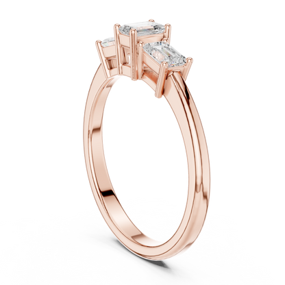 Emerald Three Stone Lab Grown Diamond Ring