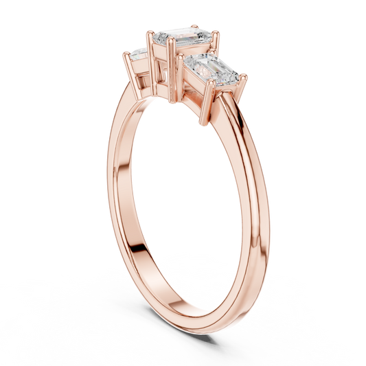 Emerald Three Stone Lab Grown Diamond Ring