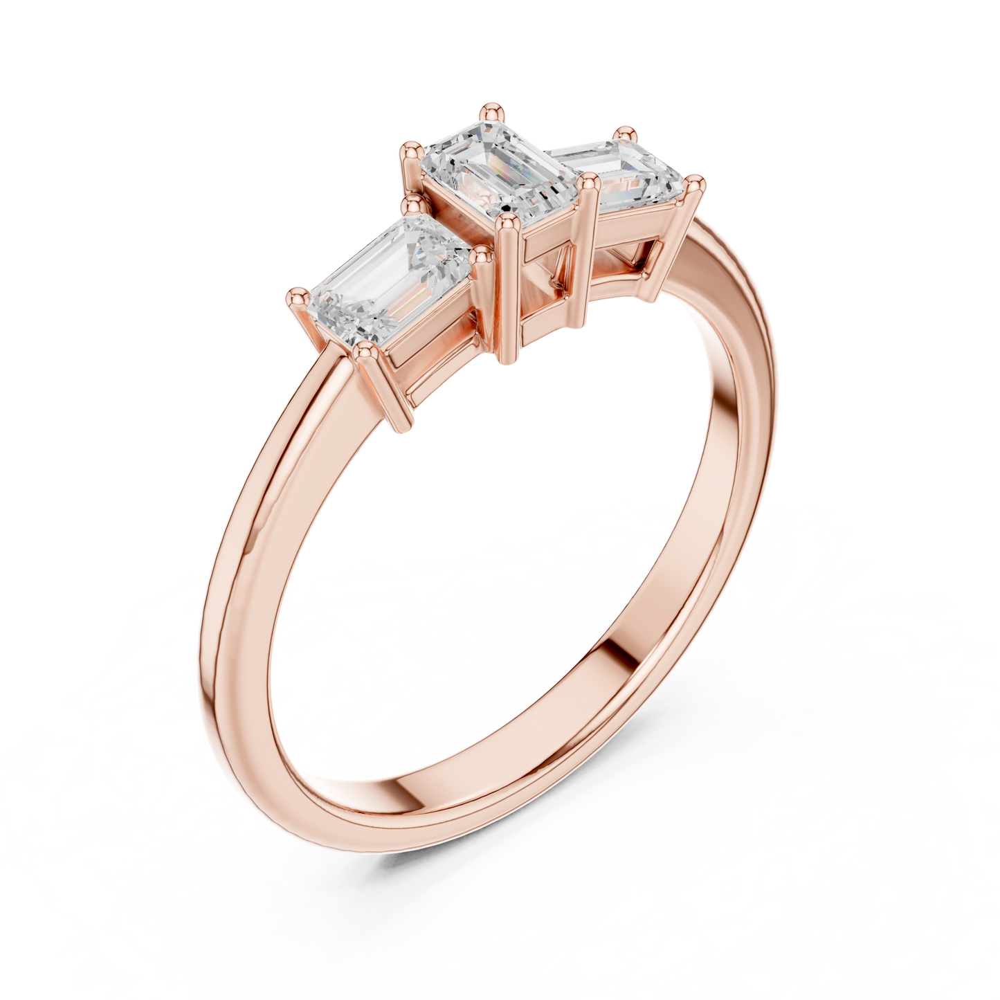 Emerald Three Stone Lab Grown Diamond Ring