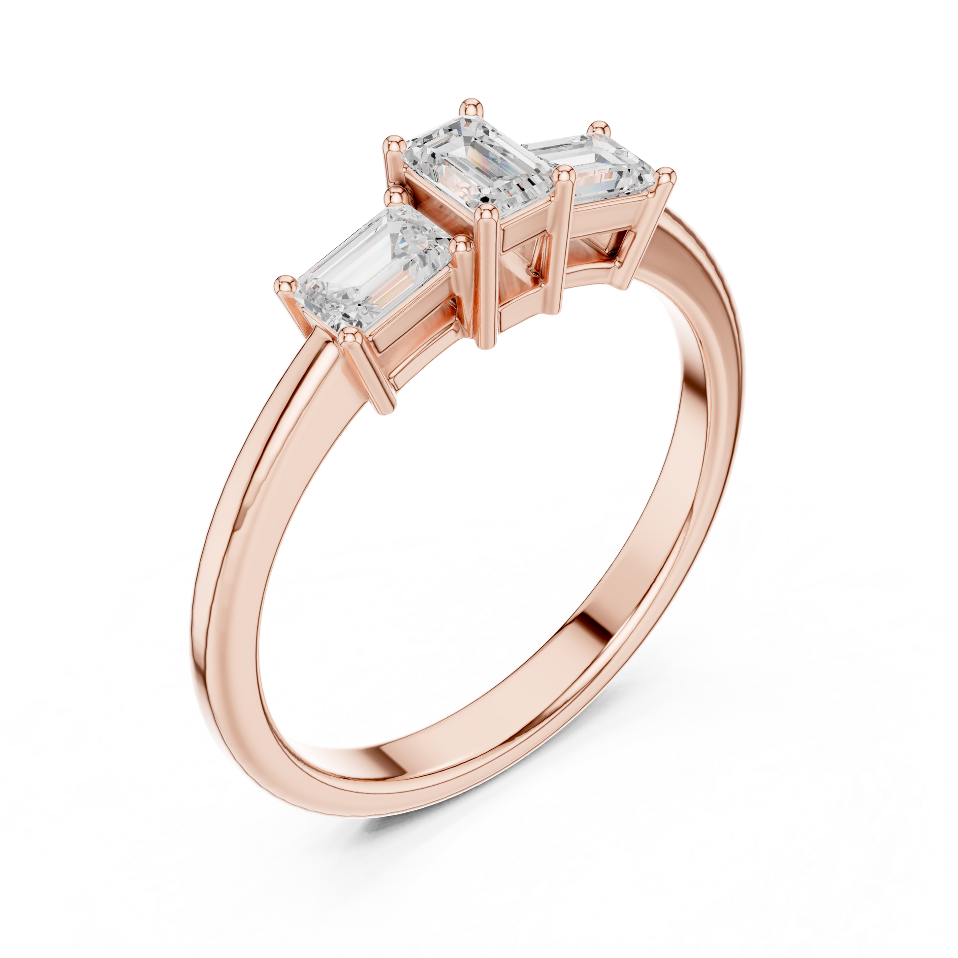 Emerald Three Stone Lab Grown Diamond Ring