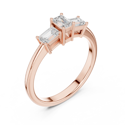 Emerald Three Stone Lab Grown Diamond Ring