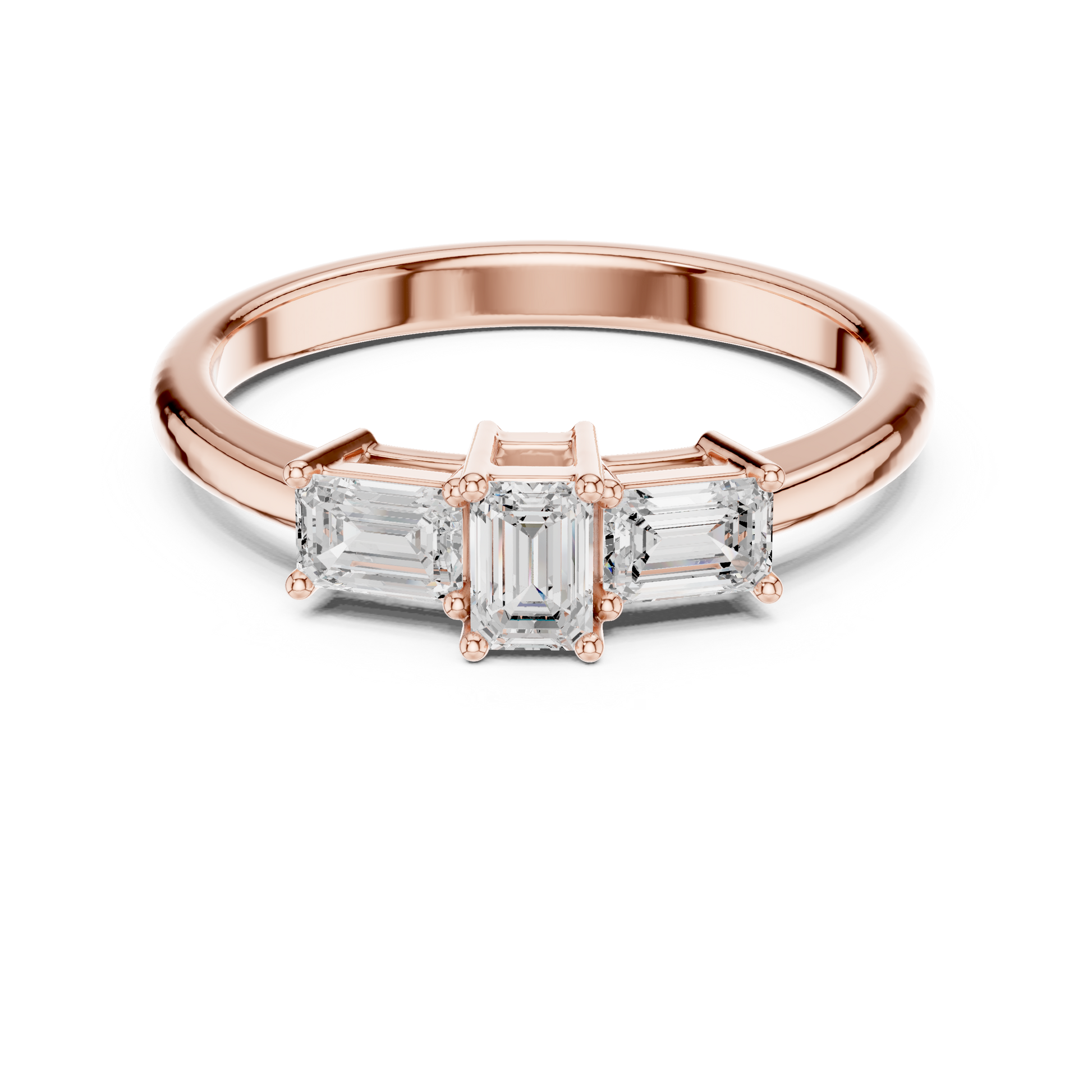 Emerald Three Stone Lab Grown Diamond Ring