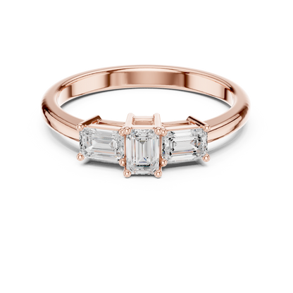 Emerald Three Stone Lab Grown Diamond Ring