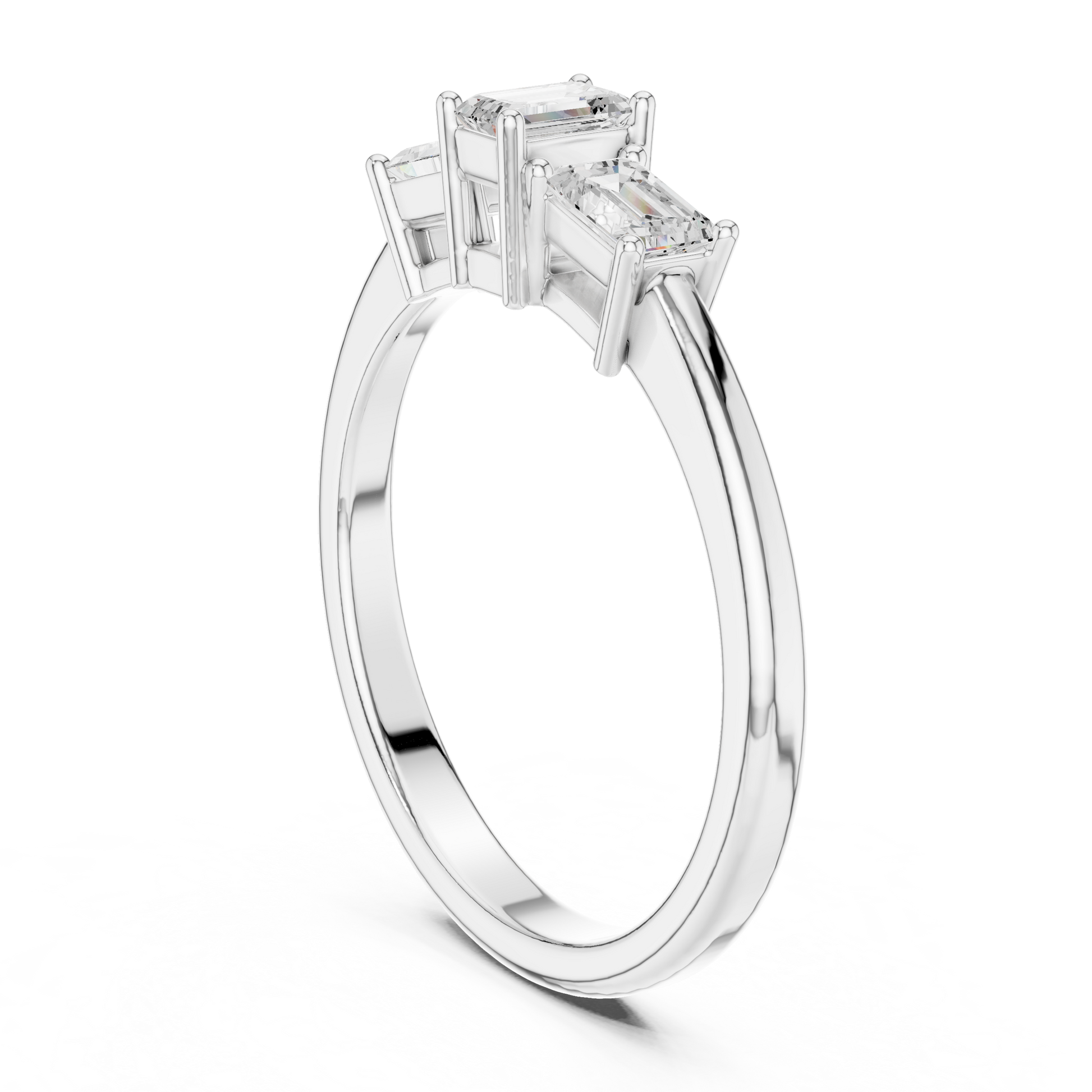 Emerald Three Stone Lab Grown Diamond Ring