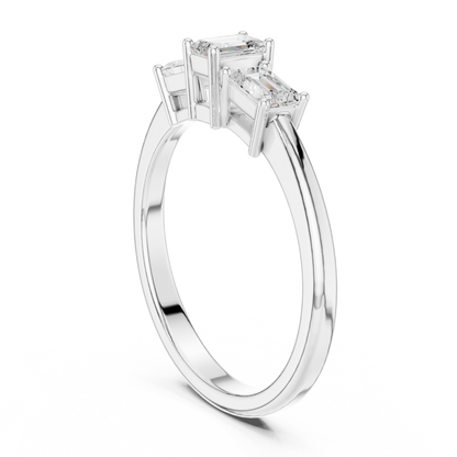 Emerald Three Stone Lab Grown Diamond Ring