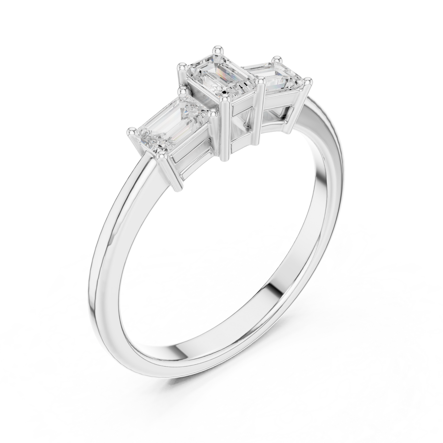 Emerald Three Stone Lab Grown Diamond Ring