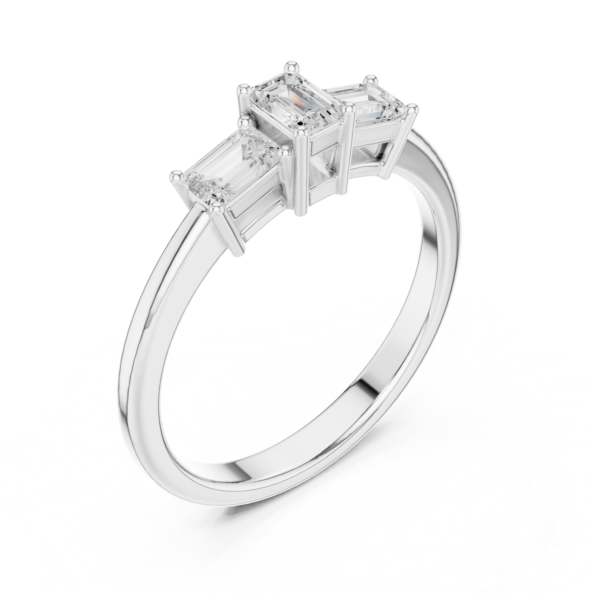 Emerald Three Stone Lab Grown Diamond Ring