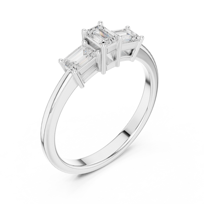Emerald Three Stone Lab Grown Diamond Ring