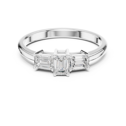 Emerald Three Stone Lab Grown Diamond Ring