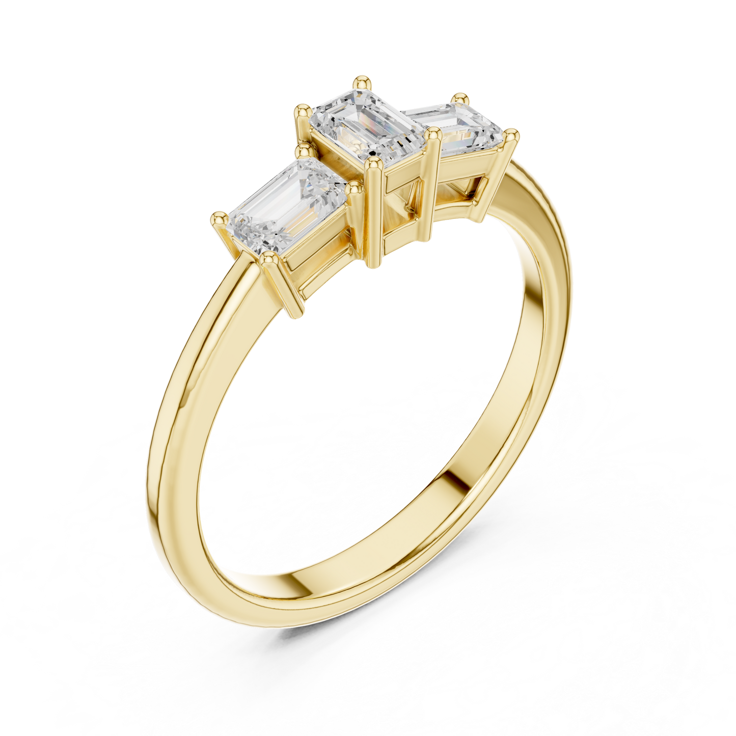 Emerald Three Stone Lab Grown Diamond Ring