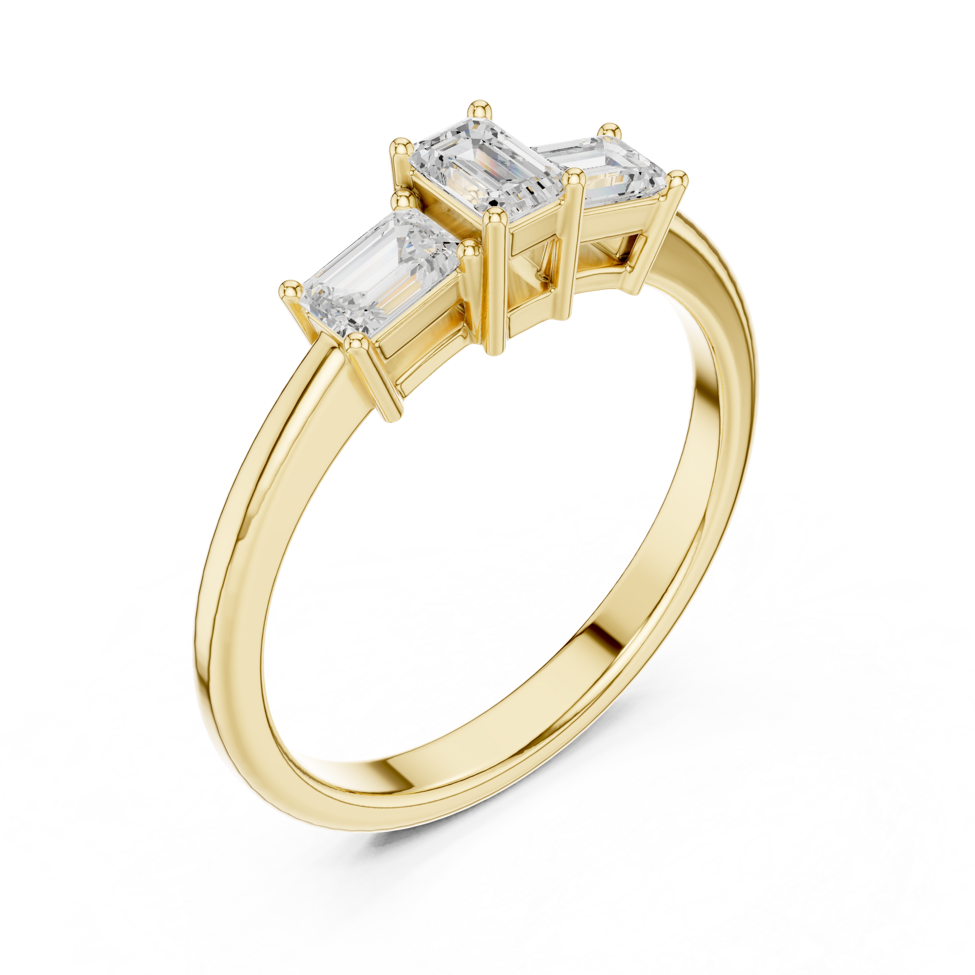 Emerald Three Stone Lab Grown Diamond Ring