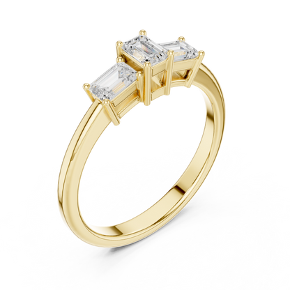 Emerald Three Stone Lab Grown Diamond Ring
