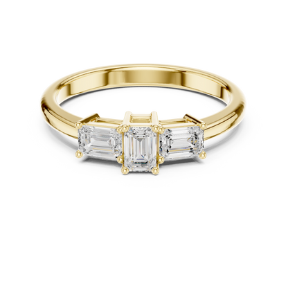 Emerald Three Stone Lab Grown Diamond Ring